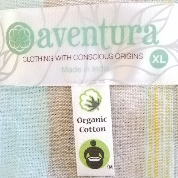 Aventura Blue/Tan Striped Fair Trade Organic Top - Picture 3 of 8